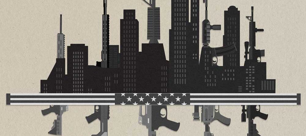 illustration of a city with firearms