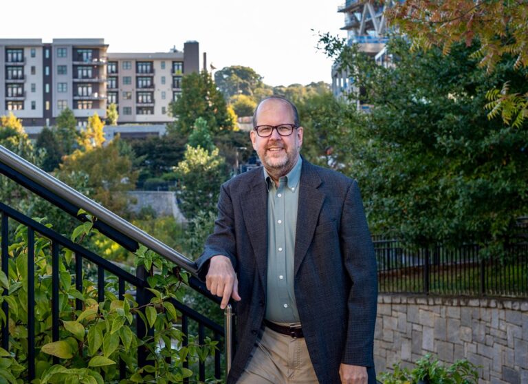 Dan Immergluck posing in Historic Fourth Ward Park