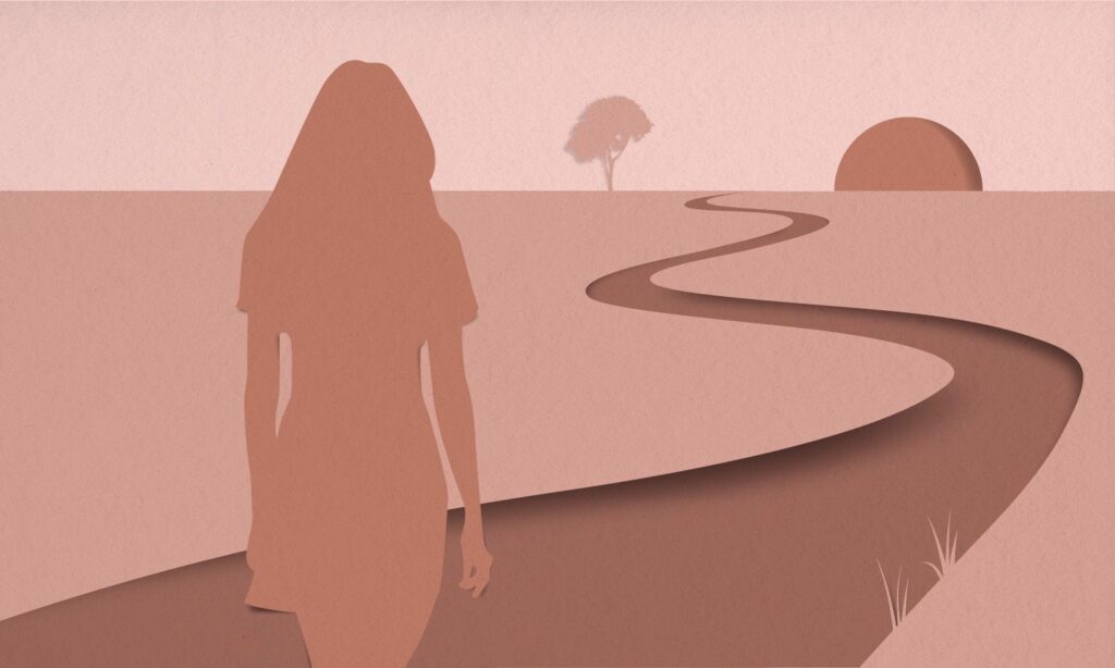 Illustration of a victim of child trafficking finding a path to resiliency