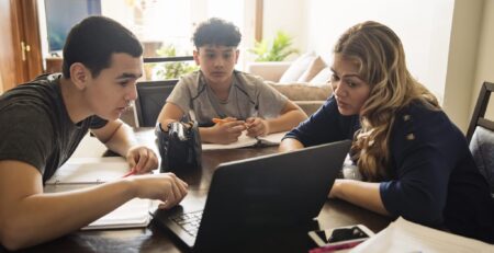 students learning remotely virtual instruction pandemic